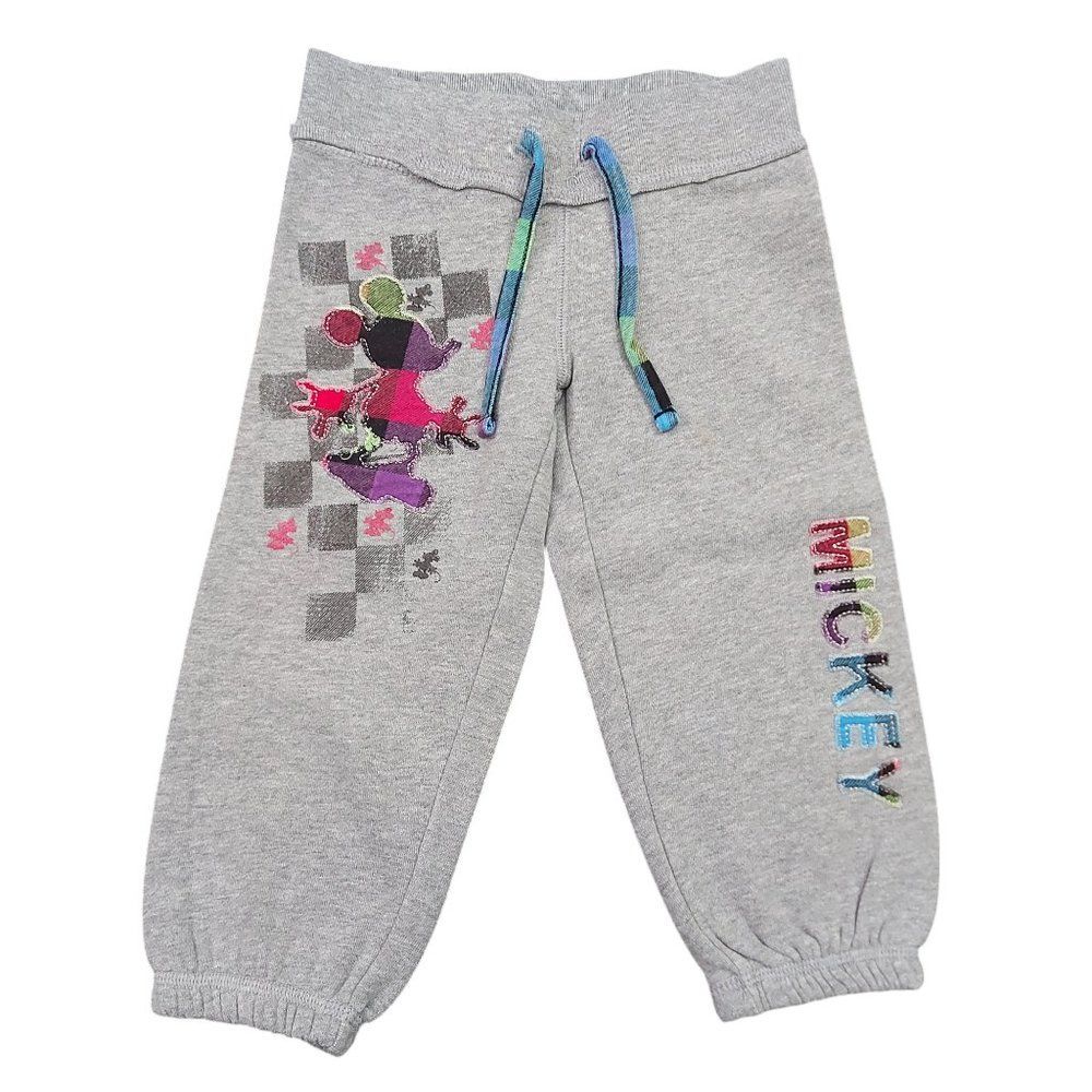 Disney Parks Sweatpants Girls XXS Gray Fleece Comfy Cozy Mickey Mouse Casual